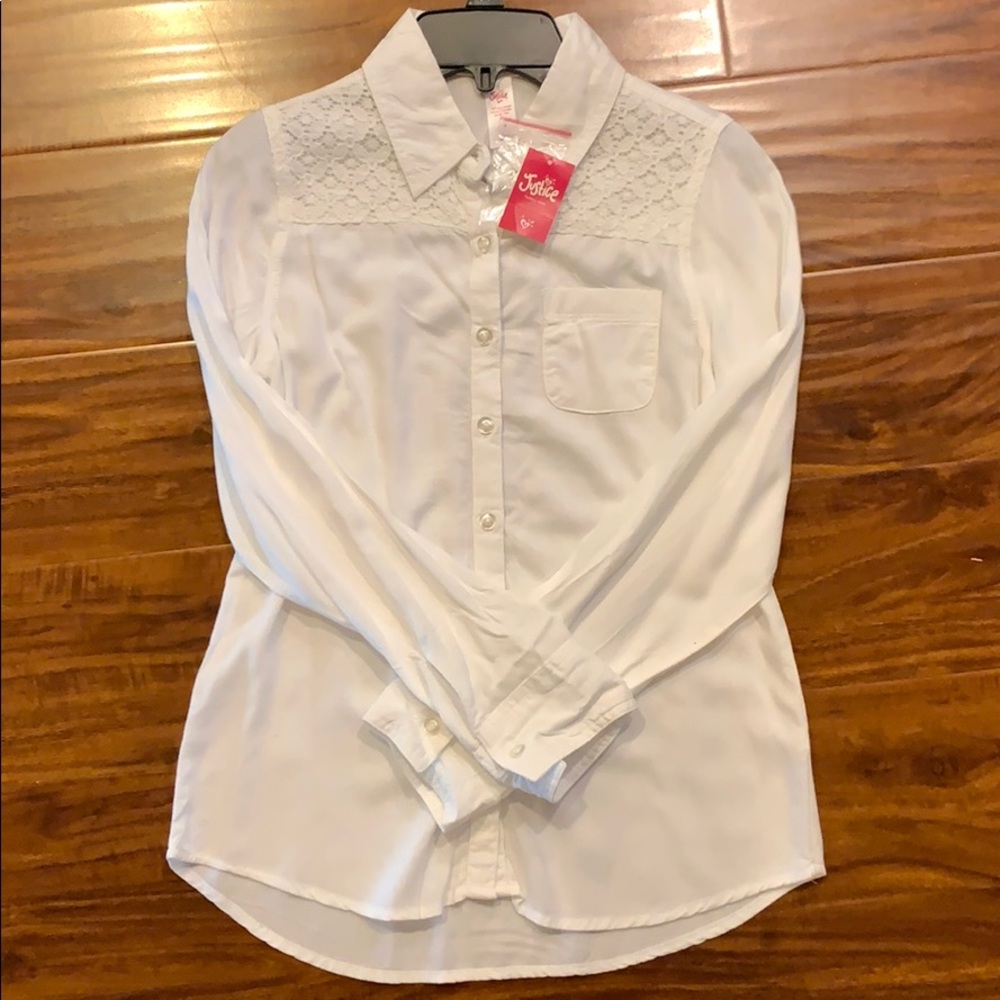 Justice White Button Down Shirt for Kids